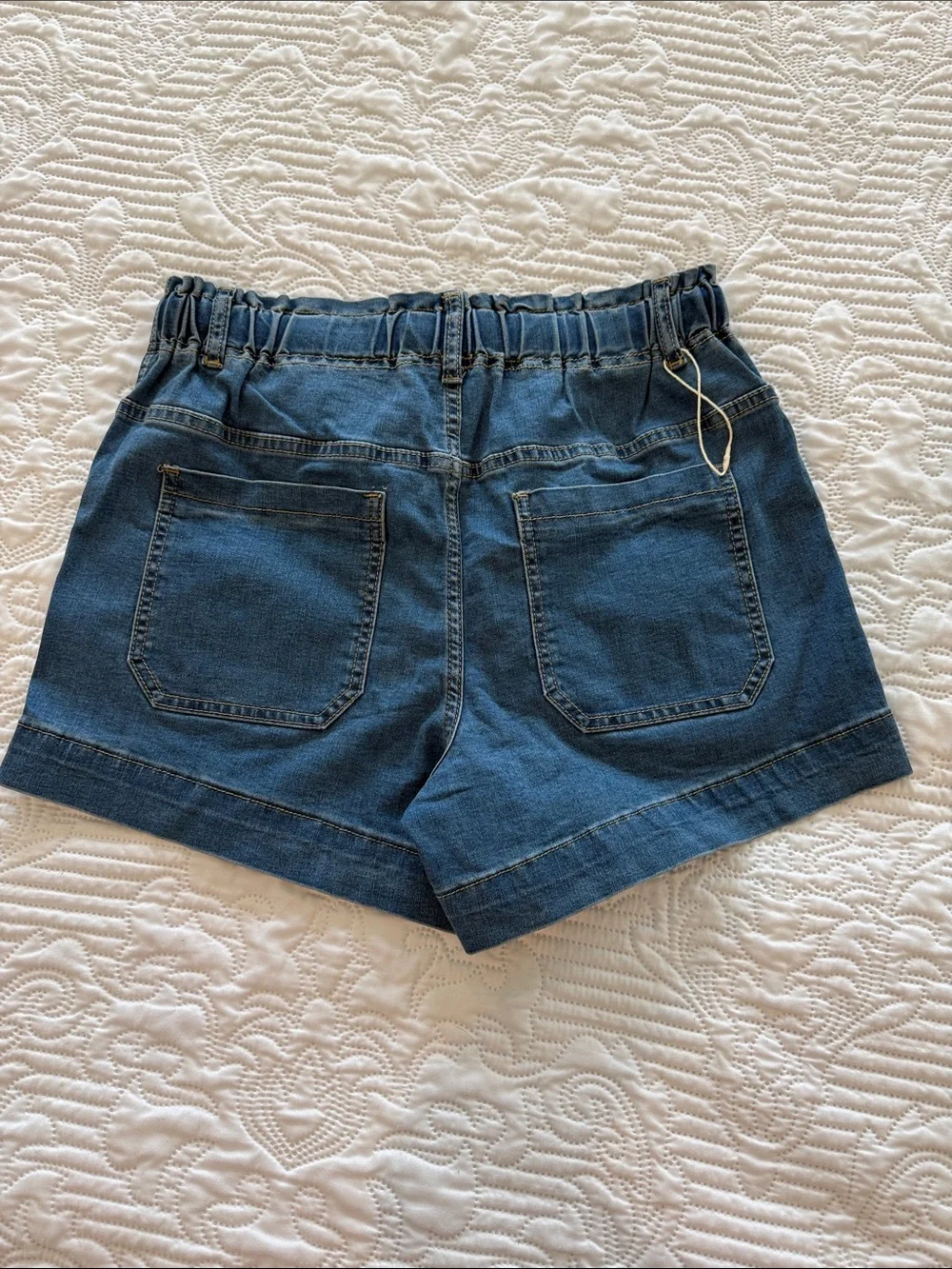 Women’s Blue Denim Drawstring Jean Shorts